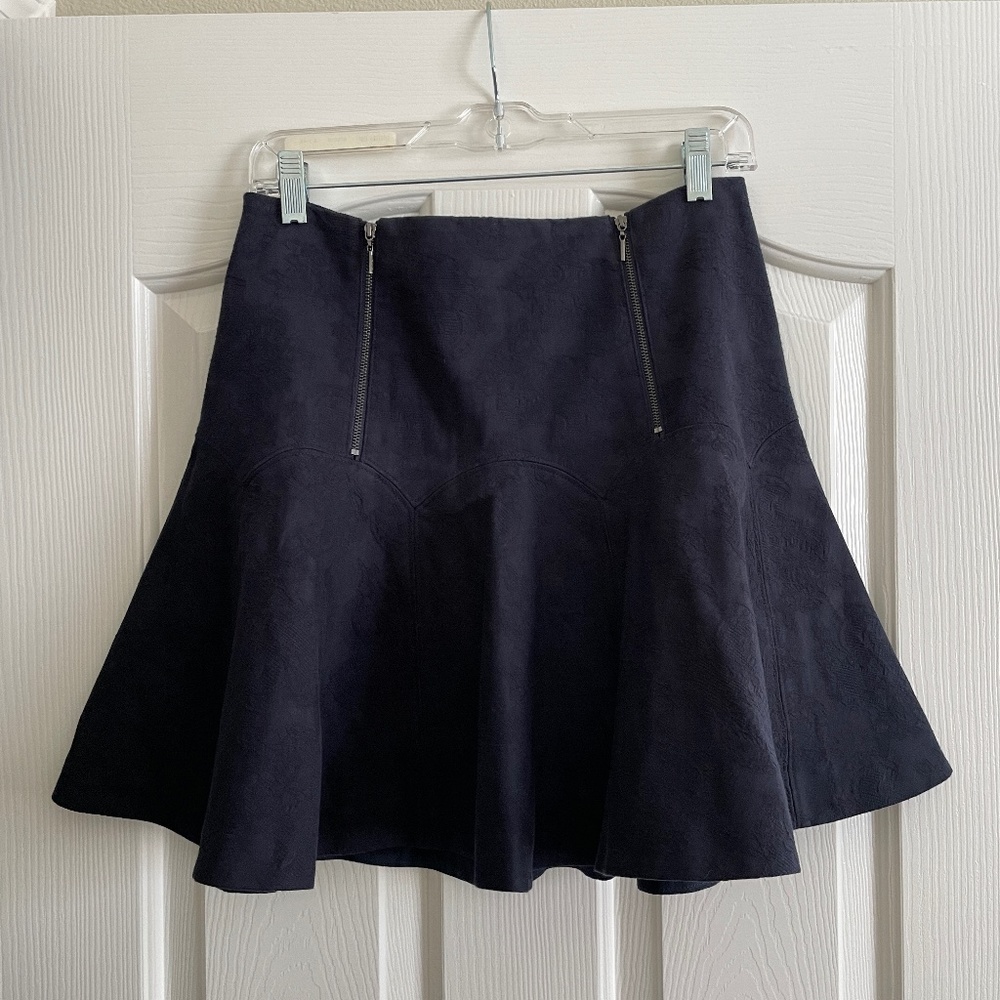 Rebecca Taylor navy Jacquard fluted mini skirt